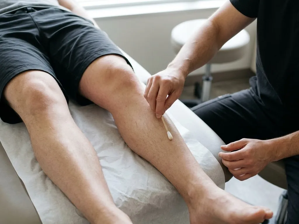 Sensation compared across matching areas of both legs