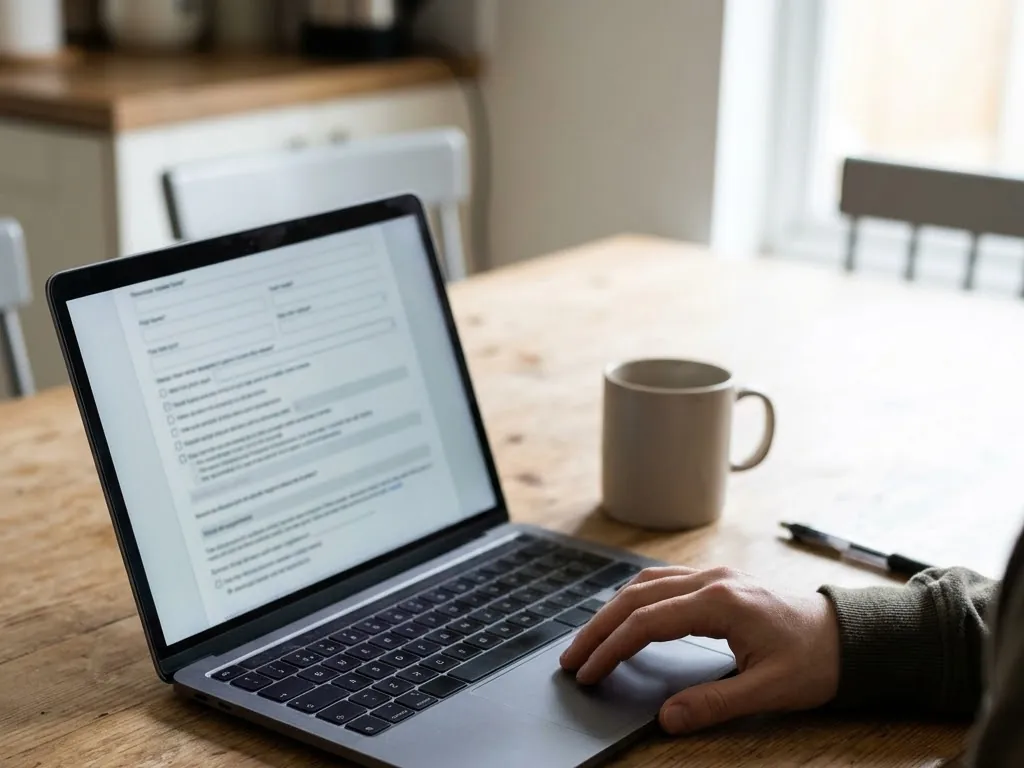 An intake form completed online before the appointment