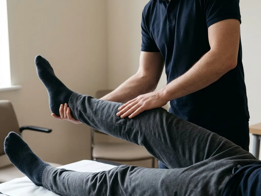 The leg raised straight to the angle where symptoms begin